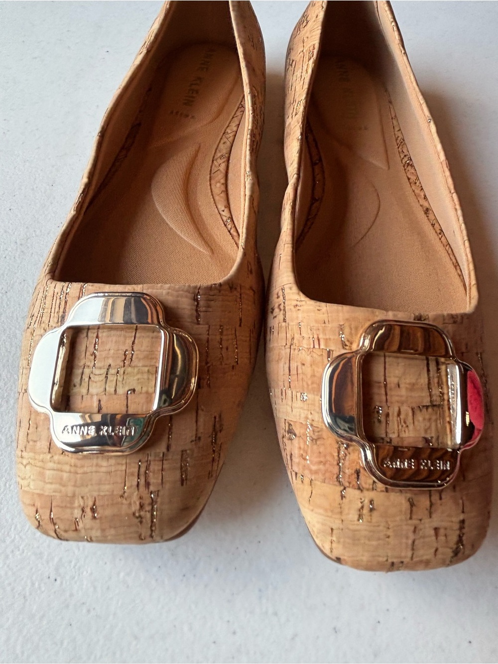 Anne Klein Aggie Cork Flats with Gold Buckle - Women's Size 8.5 - Picture 3 of 5